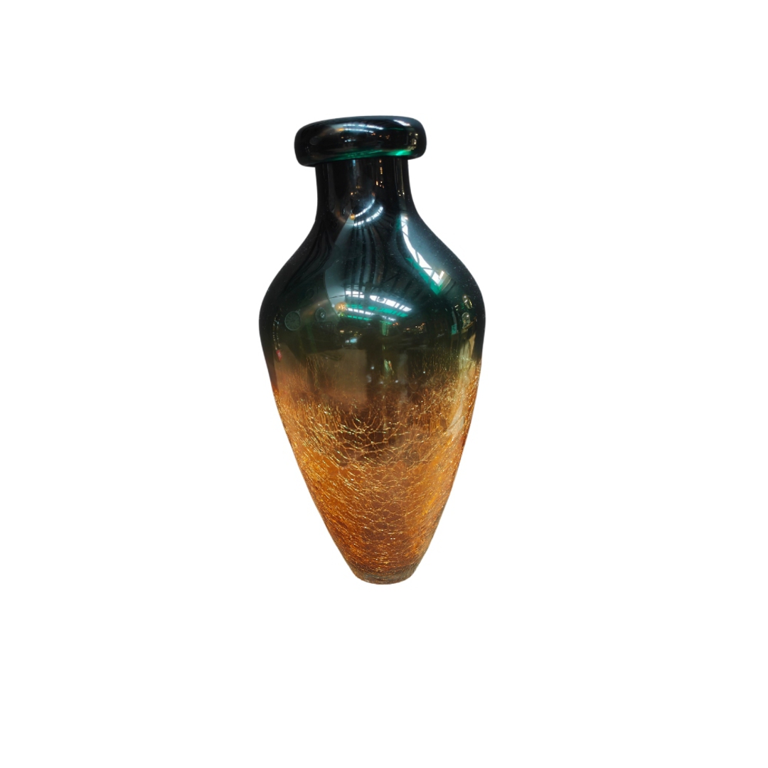 Glass Art Vase Green & Amber 40cm image 0